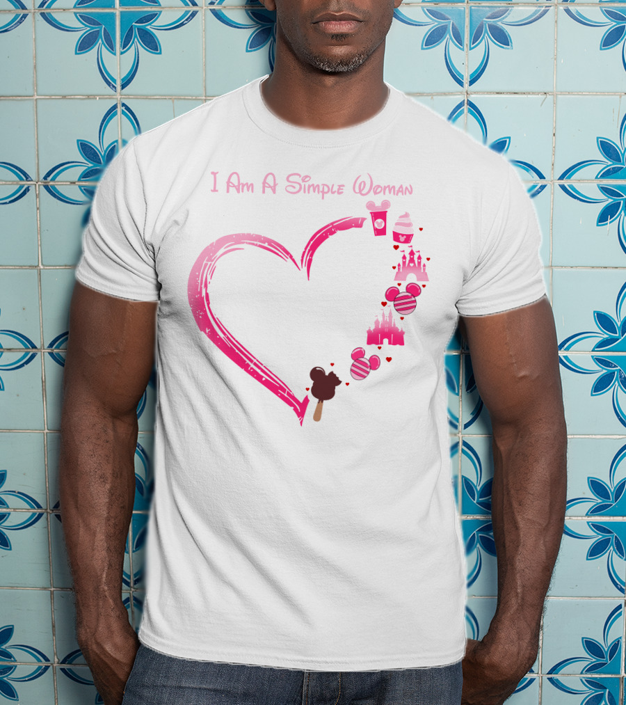 I Am A Simple Woman Heart With Ice Cream And Castle T-Shirt