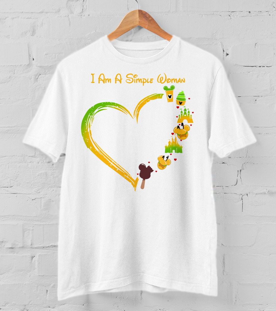 I Am A Simple Woman Heart Mouse Ears Ice Cream Castle T-Shirt