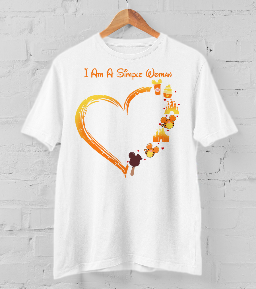 I Am A Simple Woman Mickey Treats Castle Heart T-Shirt