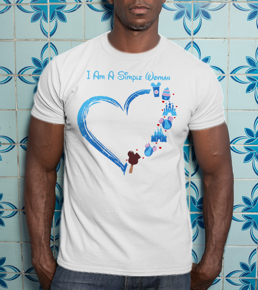 I Am A Simple Woman Heartbeat Mickey Ice Cream Castle Ears T-Shirt