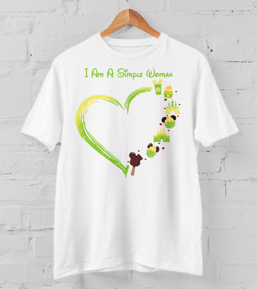 I Am A Simple Woman Tinkerbell Mickey Ears Castle Icons T-Shirt