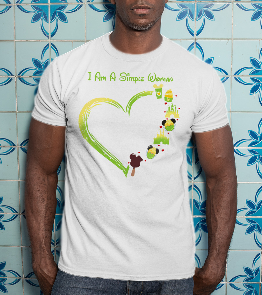 I Am A Simple Woman Tinkerbell Mickey Ears Castle Icons T-Shirt