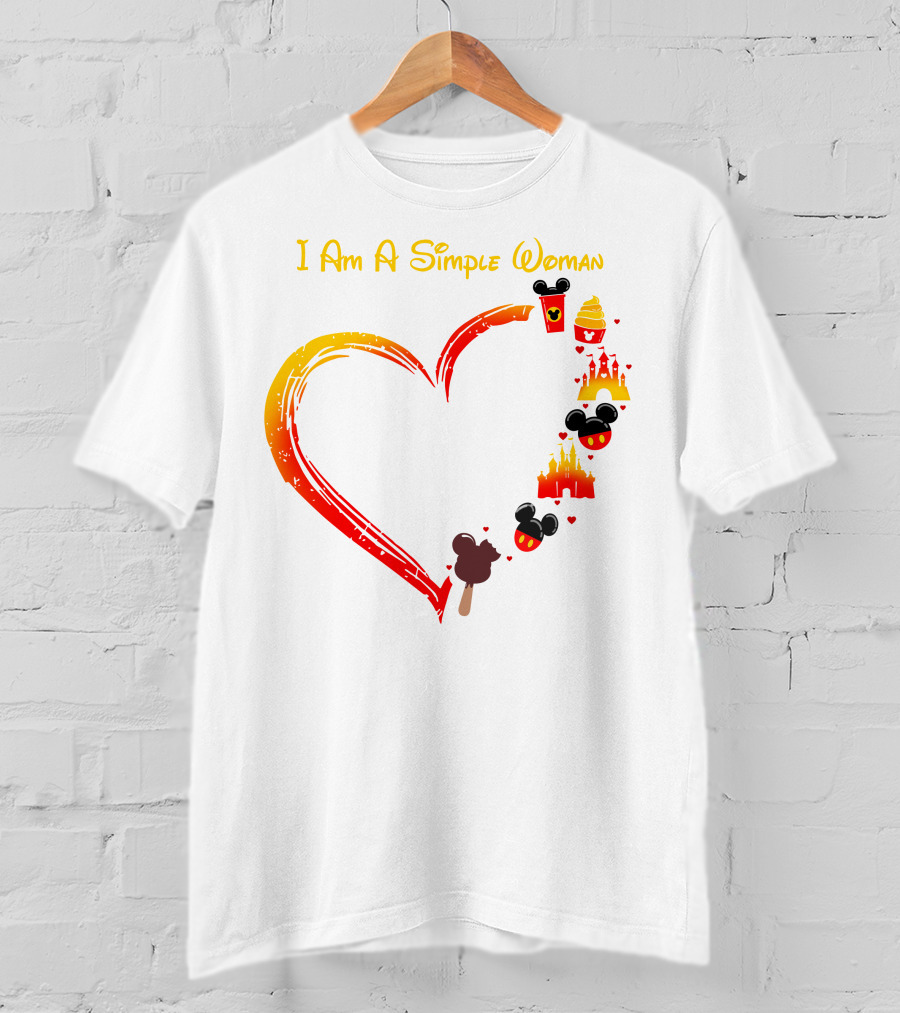 I Am A Simple Woman Heart Mickey Mouse Ice Cream Castle Icons T-Shirt