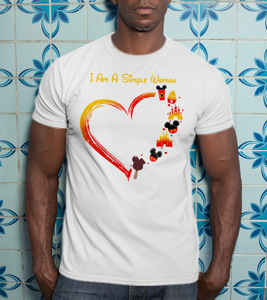I Am A Simple Woman Heart Mickey Mouse Ice Cream Castle Icons T-Shirt