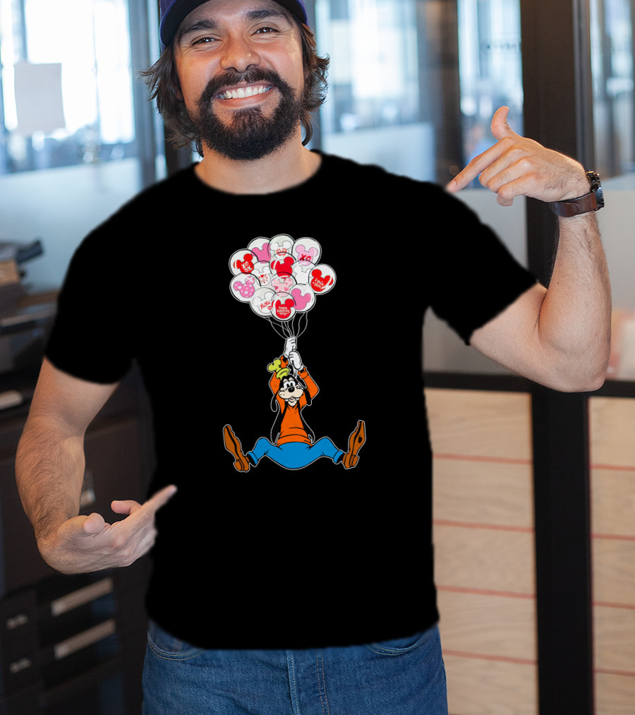 Goofy Balloons Mickey Love Valentine's Xo Hug Minnie Organic T-Shirt