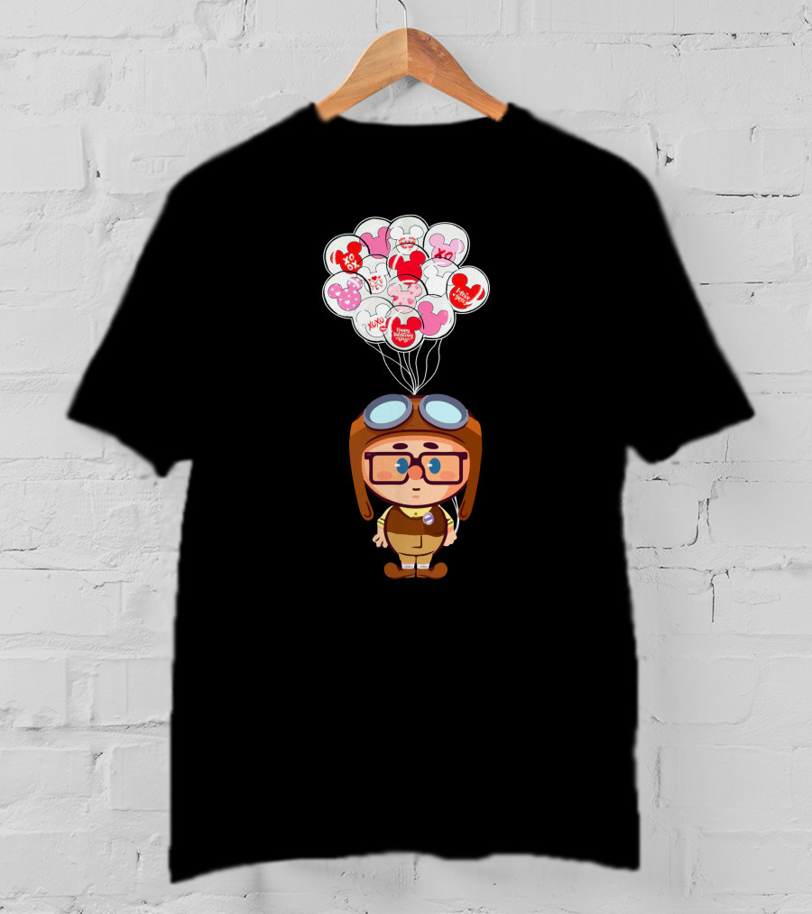 Carl Cartoon Character With Valentines Balloons T-Shirt