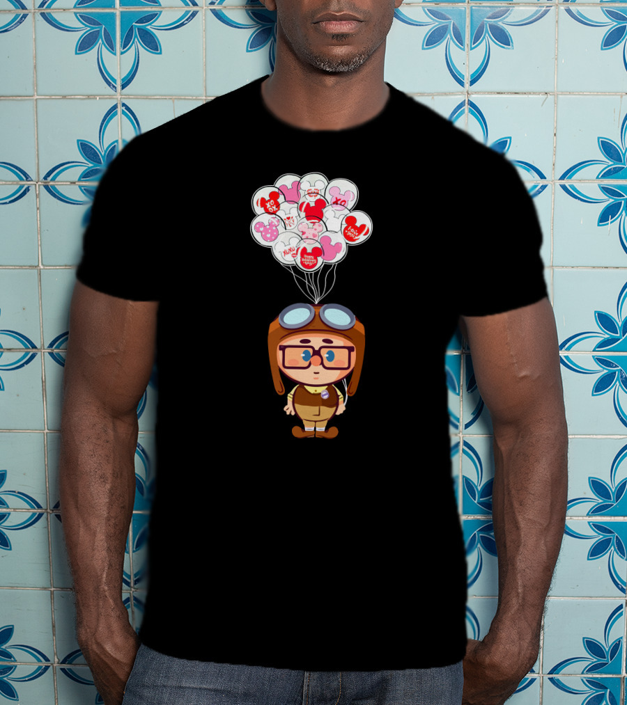 Carl Cartoon Character With Valentines Balloons T-Shirt
