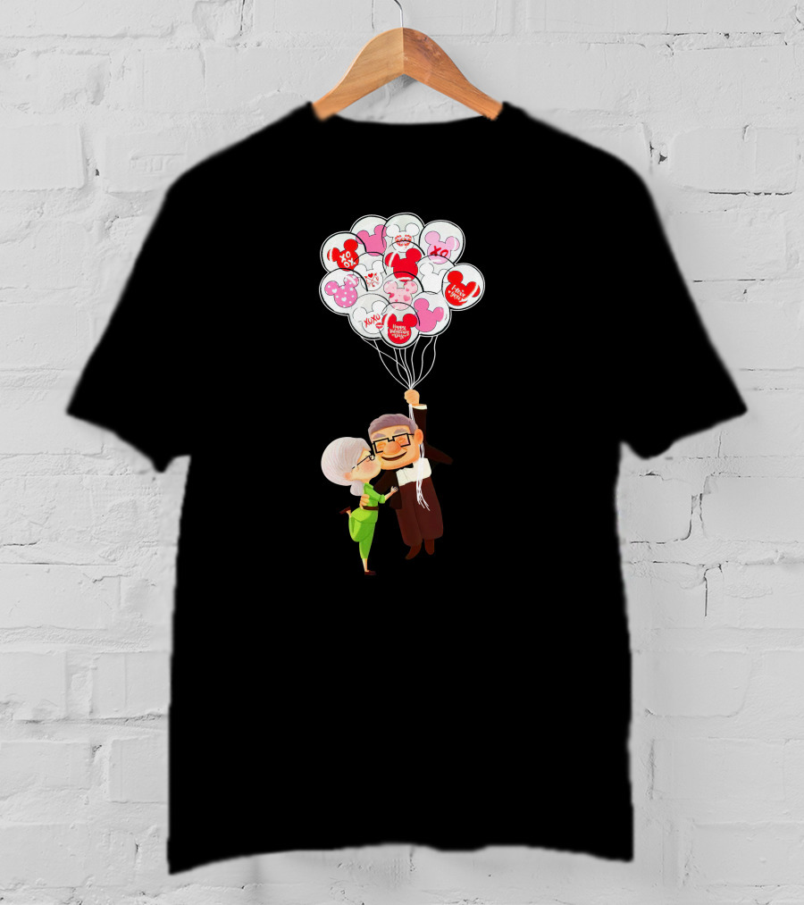 Carl And Ellie Up Balloons Love Adventure Minnie Mickey Mouse T-Shirt