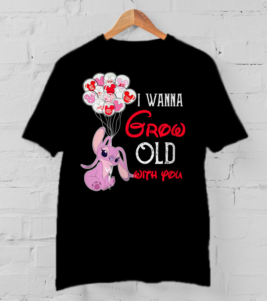 I Wanna Grow Old With You Angel Heart Balloons T-Shirt
