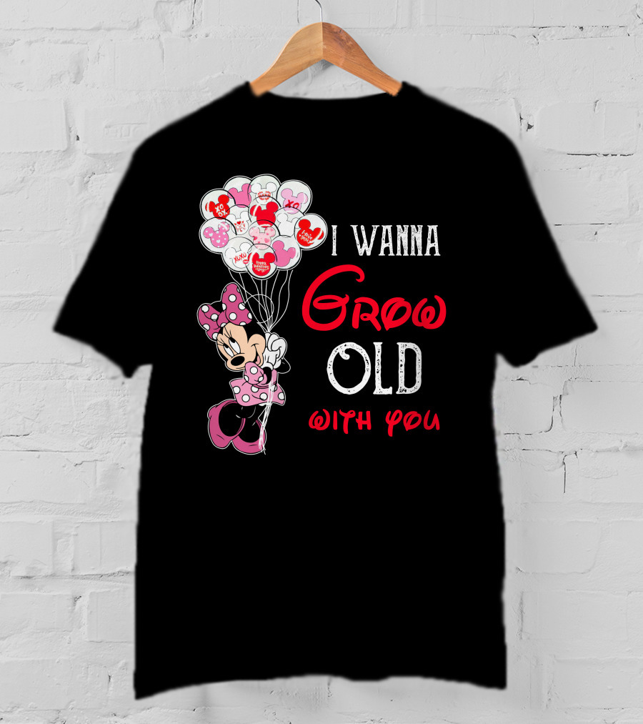 Minnie I Wanna Grow Old With You Balloons T-Shirt