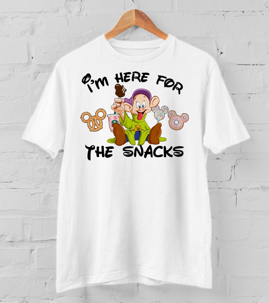 I'm Here For The Snacks Dopey Lollipops Pretzel Donut Ice Cream T-Shirt