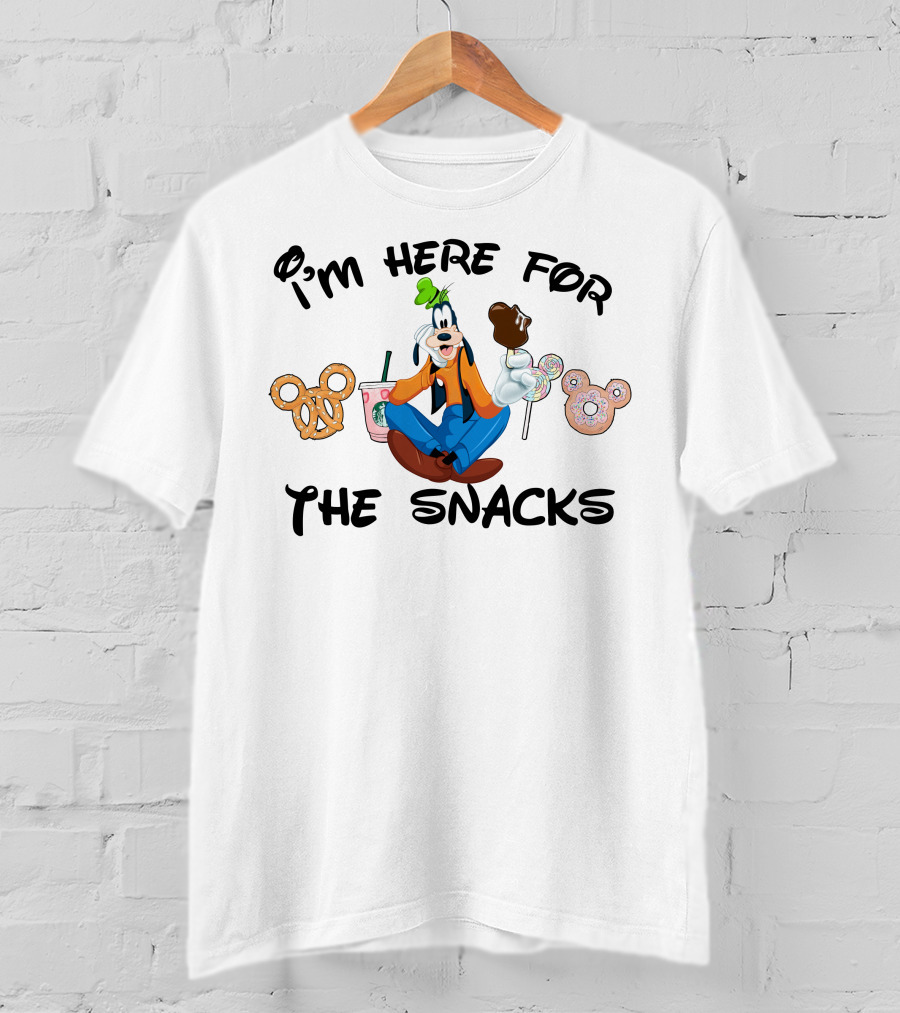 I'm Here For The Snacks Goofy Pretzel Donut Mickey Ears Lollipop T-Shirt