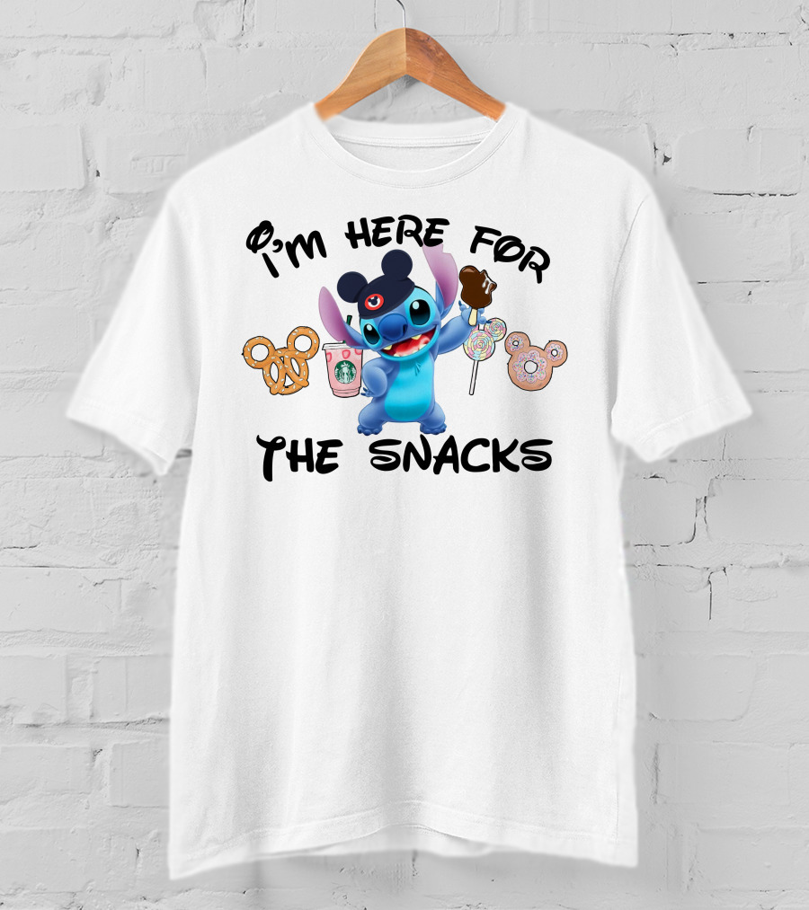 I'm Here For The Snacks Stitch Disney Treats T-Shirt