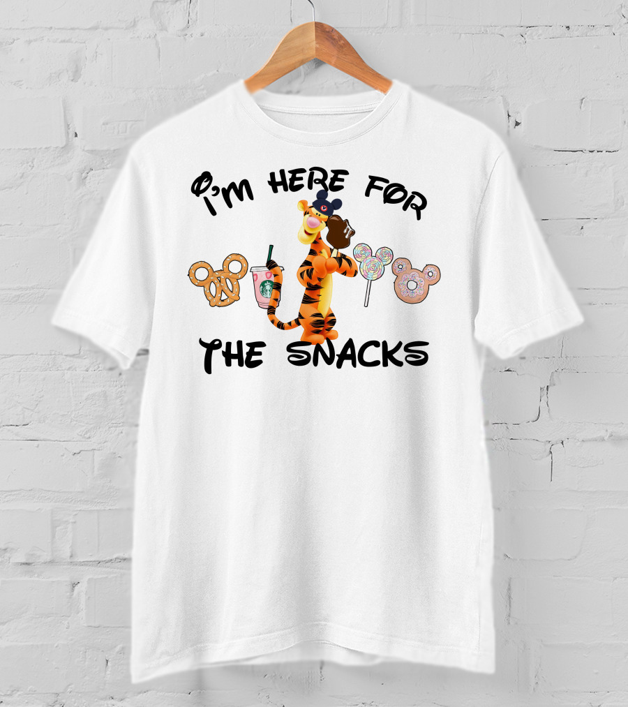 I'm Here For The Snacks Tigger Pretzel Starbucks Lollipop Donut T-Shirt