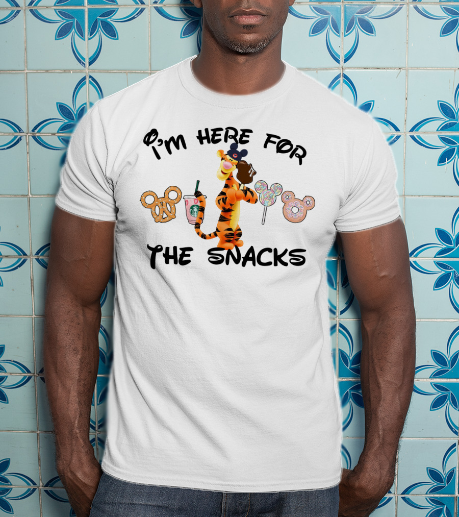I'm Here For The Snacks Tigger Pretzel Starbucks Lollipop Donut T-Shirt