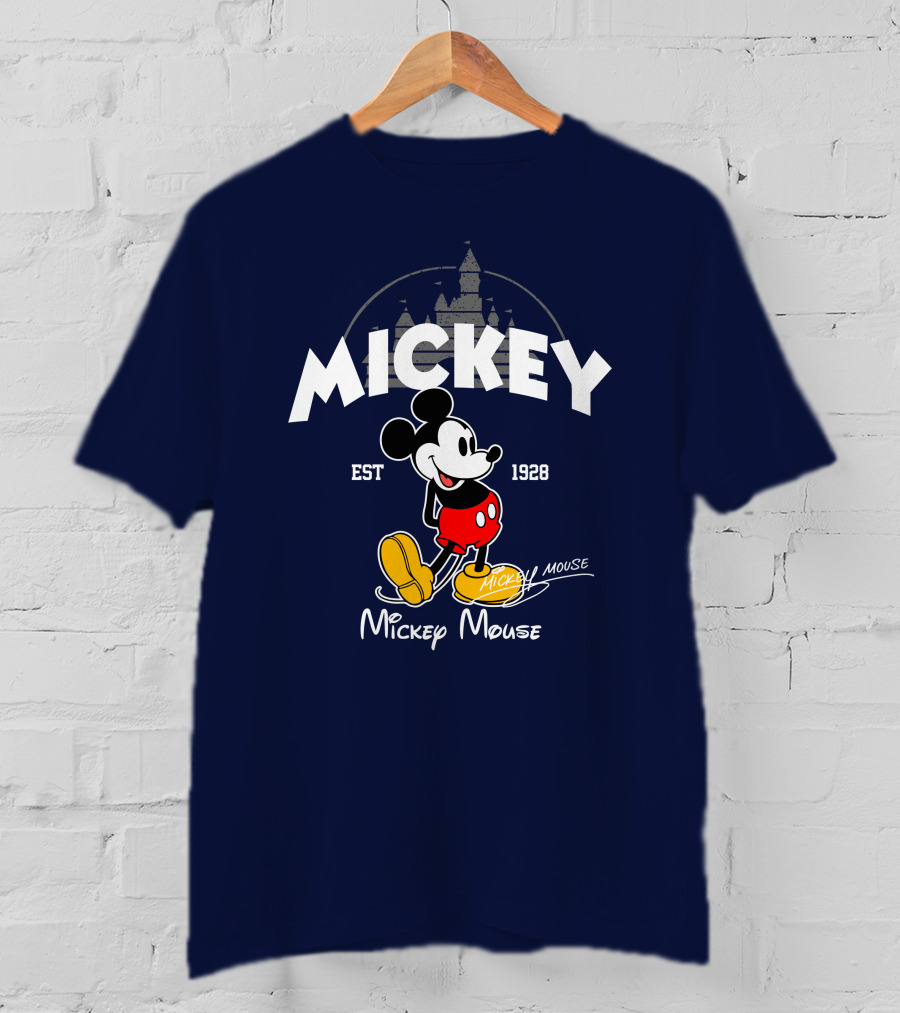 Mickey Mouse Est 1928 Castle Backdrop T-Shirt