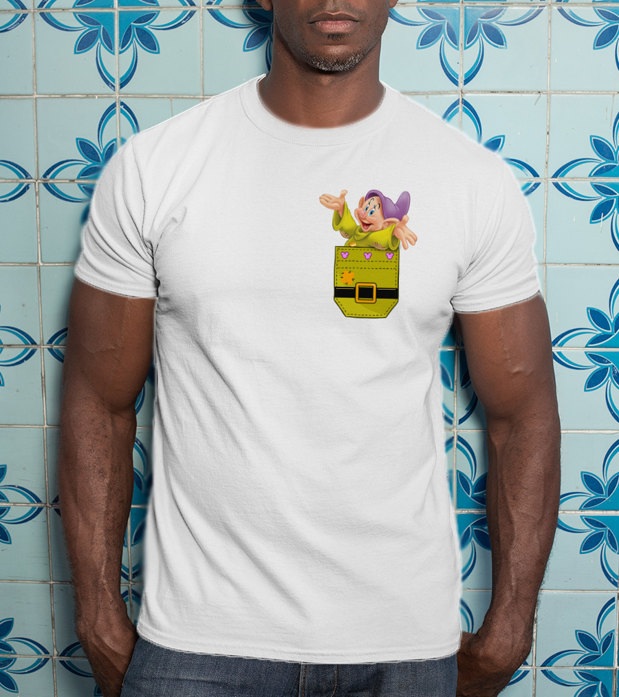 Dopey Seven Dwarfs Pocket Cartoon Character Disney T-Shirt