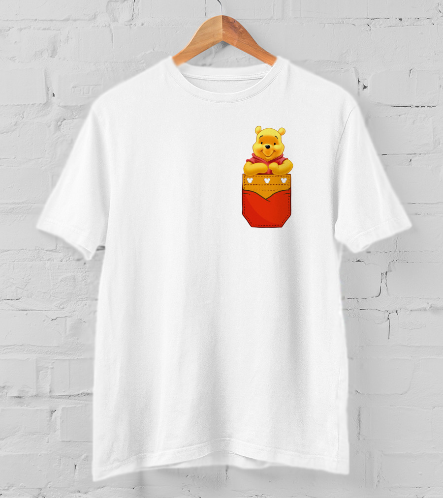 Winnie The Pooh In Red Pocket T-Shirt