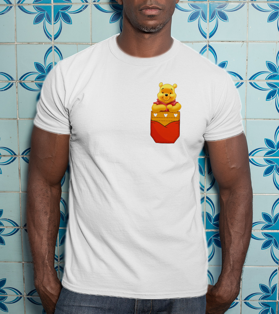 Winnie The Pooh In Red Pocket T-Shirt