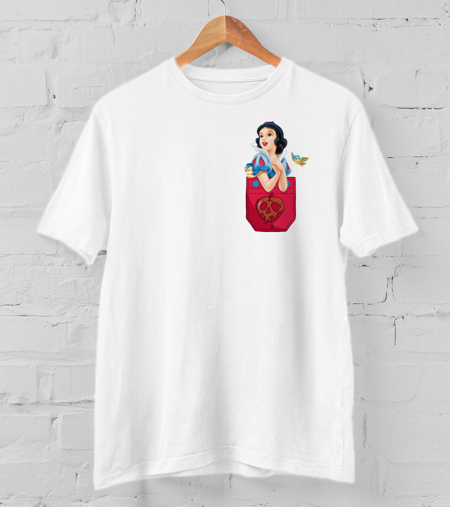 Snow White With Bluebird And Poison Apple Pocket T-Shirt