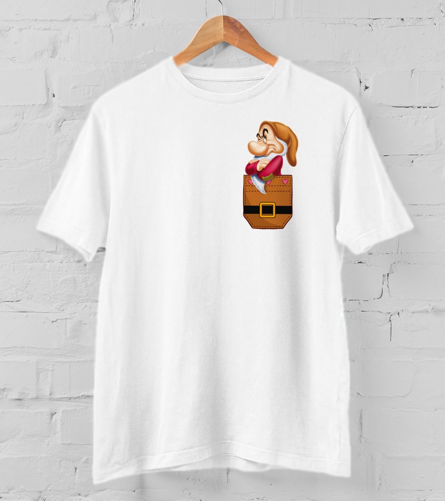 Grumpy Dwarf In Pocket Disney Character T-Shirt