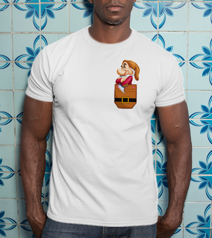 Grumpy Dwarf In Pocket Disney Character T-Shirt