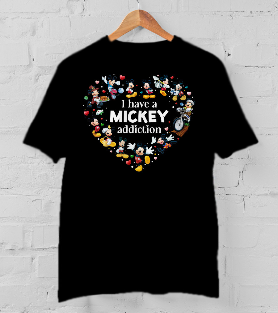 I Have A Mickey Addiction - Heart-Shaped Mickey Characters Collection T-Shirt