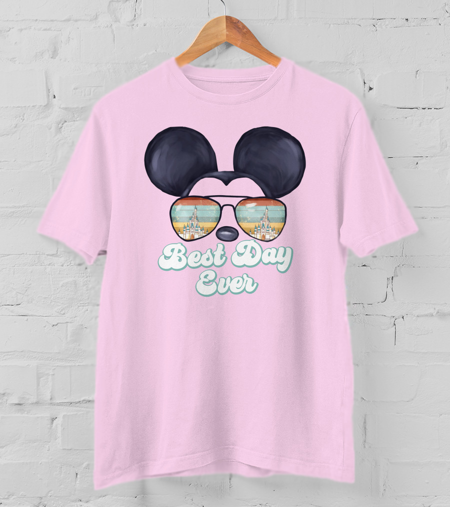 Mickey Best Day Ever Glasses Castle Retro T-Shirt
