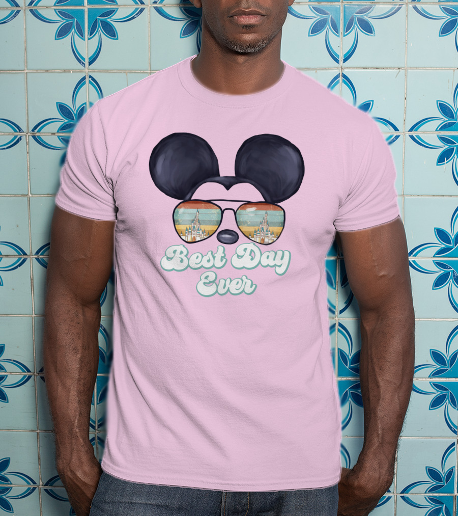 Mickey Best Day Ever Glasses Castle Retro T-Shirt