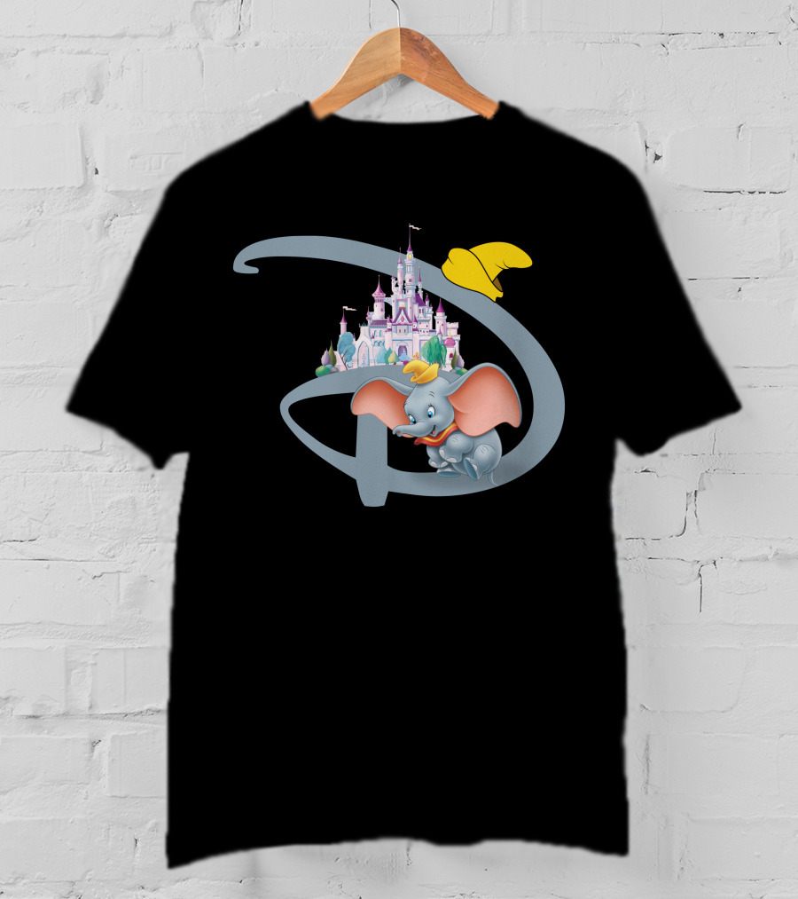 Disney Dumbo Castle With Iconic Hat And Letter D T-Shirt
