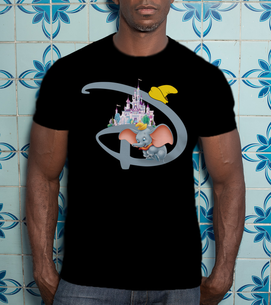 Disney Dumbo Castle With Iconic Hat And Letter D T-Shirt
