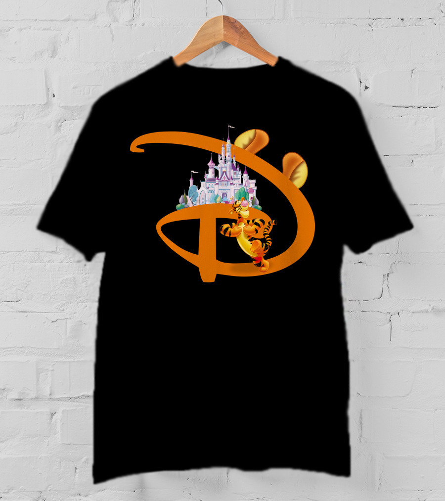 Tigger Disney Castle Icon With Orange D And Ears T-Shirt
