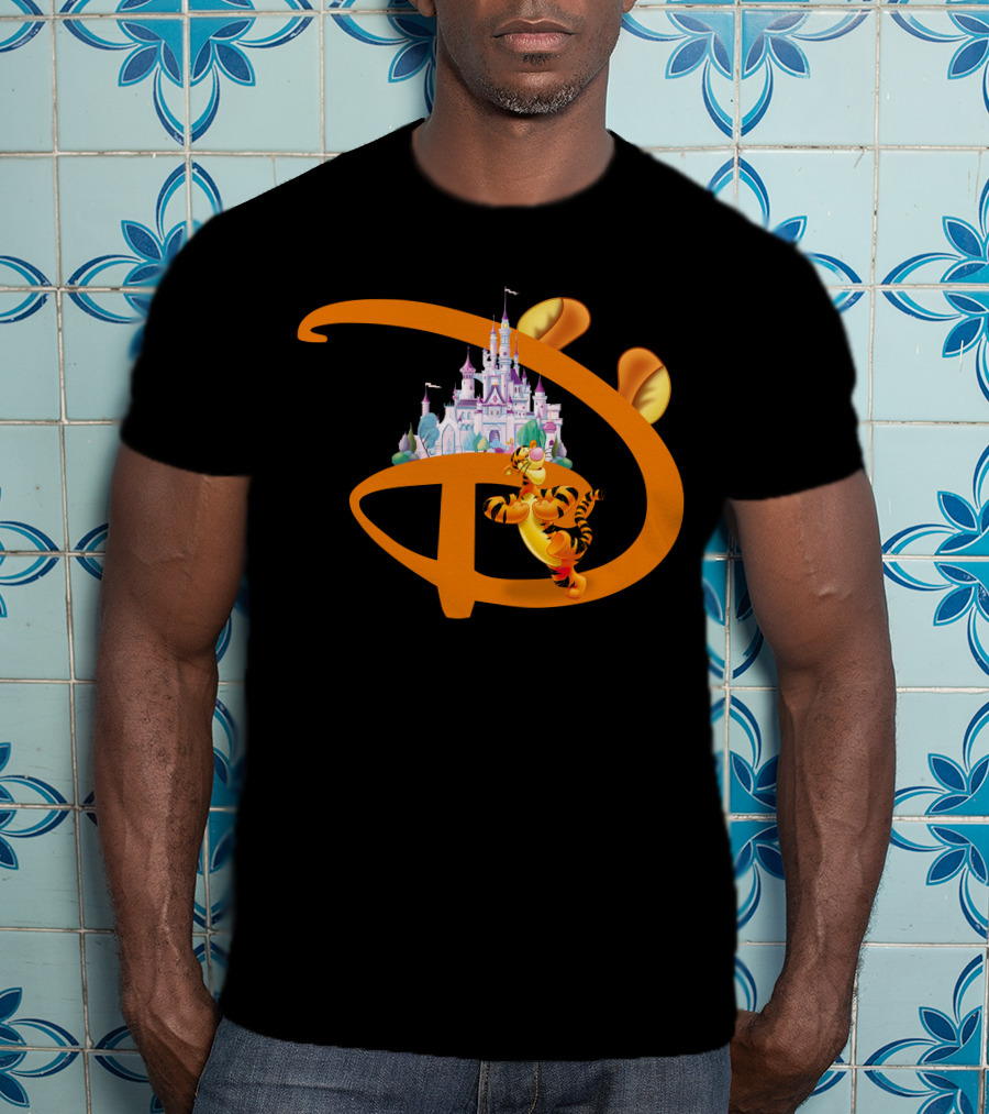 Tigger Disney Castle Icon With Orange D And Ears T-Shirt