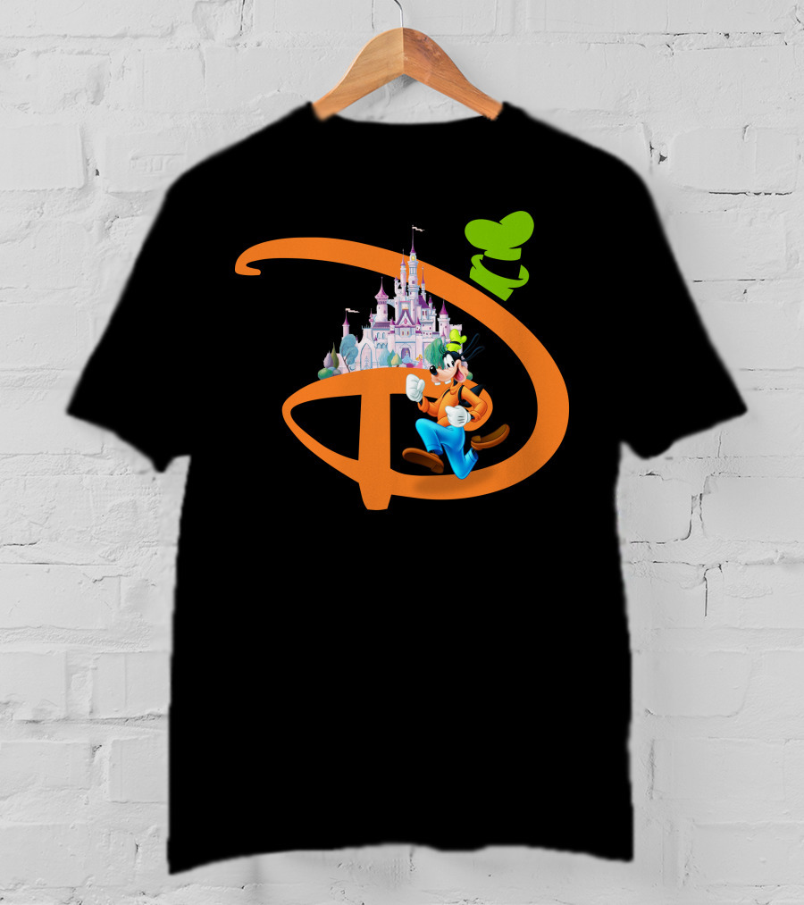 Disney Goofy Castle Icon With Green Hat Motif T-Shirt