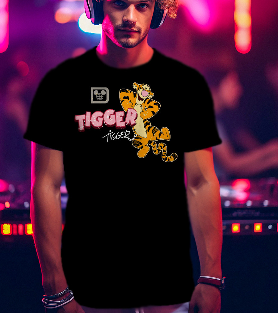 Tigger Disney Character Logo With Illustration And T-Shirt