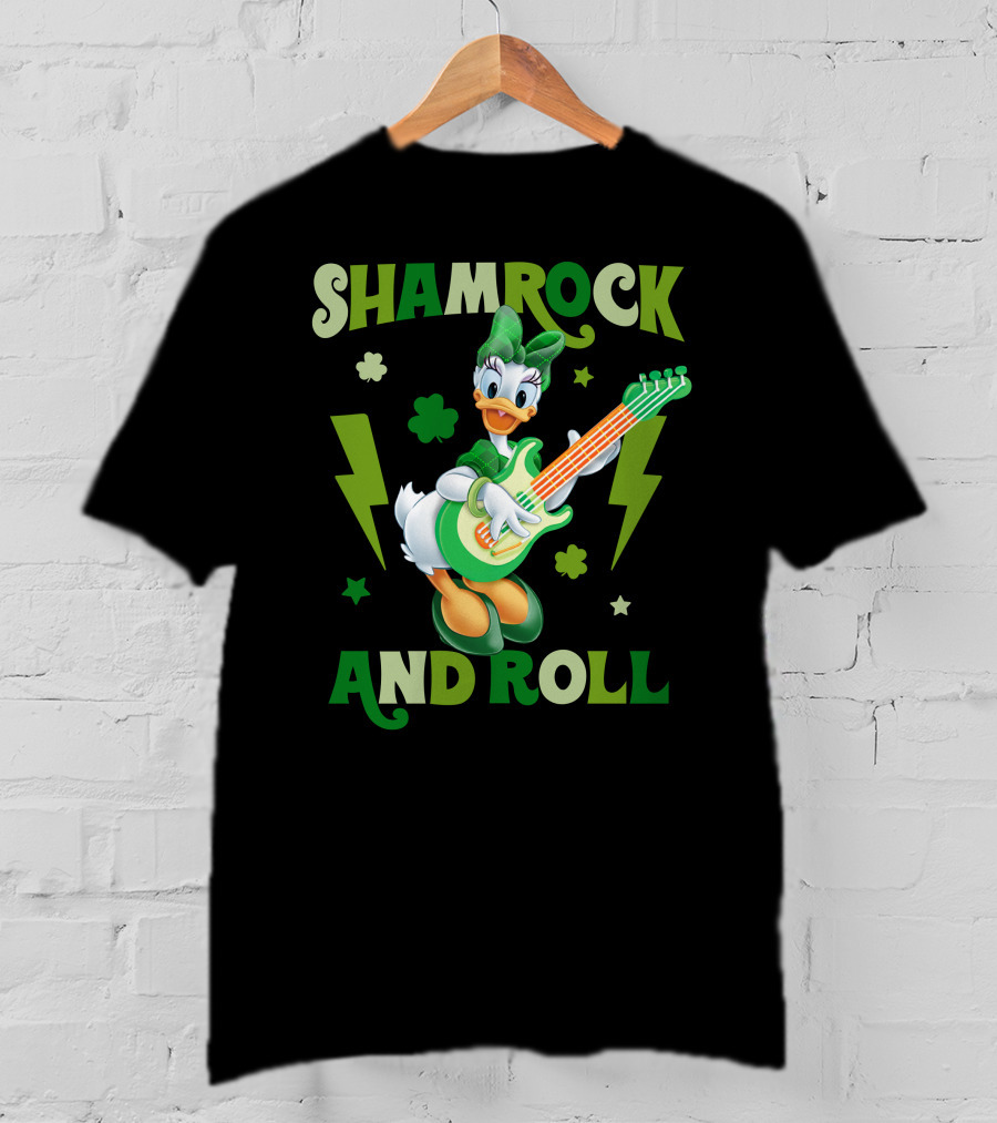 Shamrock And Roll Daisy Duck Rocks Out With Green Guitar T-Shirt