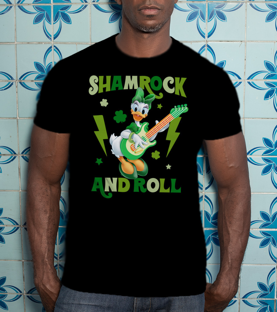Shamrock And Roll Daisy Duck Rocks Out With Green Guitar T-Shirt