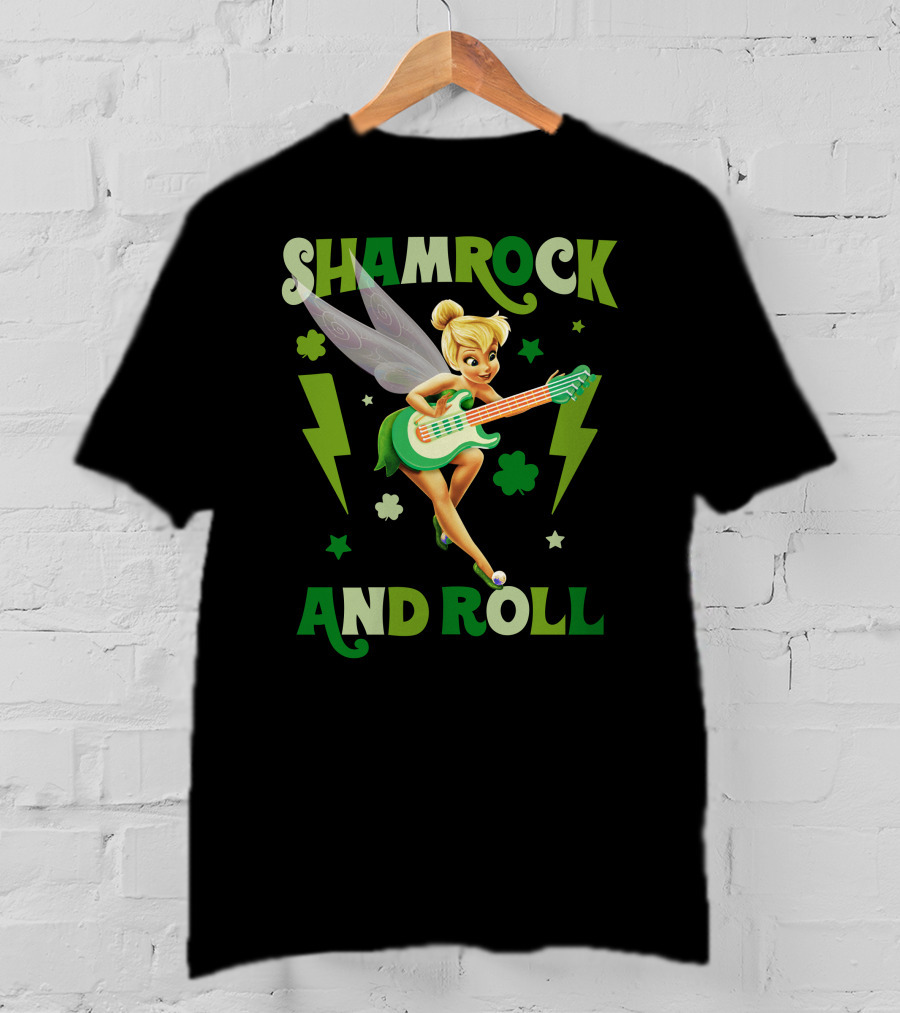 Shamrock And Roll Tinkerbell Guitar Fairy T-Shirt
