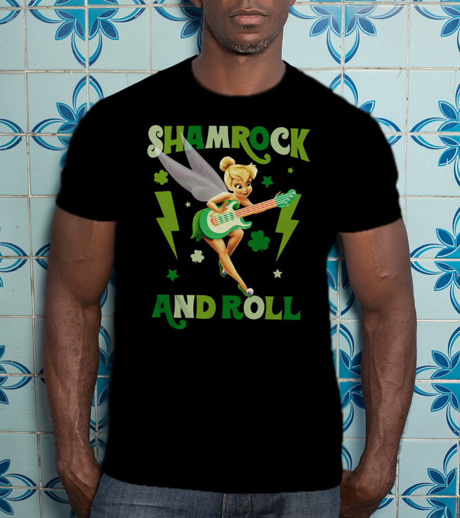 Shamrock And Roll Tinkerbell Guitar Fairy T-Shirt