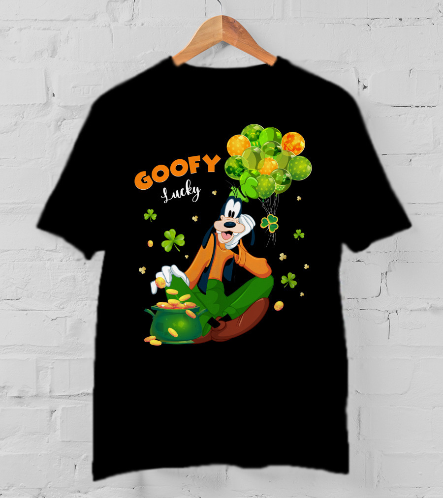 Goofy Lucky St. Patrick's Day Balloons And Shamrocks T-Shirt