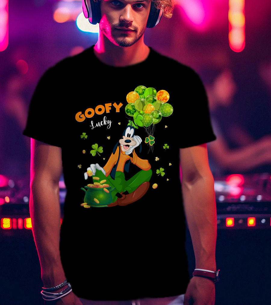 Goofy Lucky St. Patrick's Day Balloons And Shamrocks T-Shirt