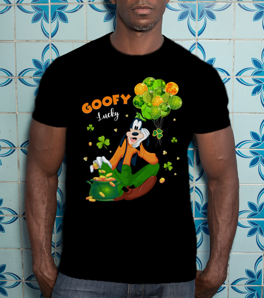 Goofy Lucky St. Patrick's Day Balloons And Shamrocks T-Shirt