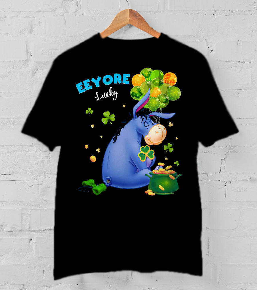 Eeyore Lucky Shamrock Coins Balloon Cluster T-Shirt