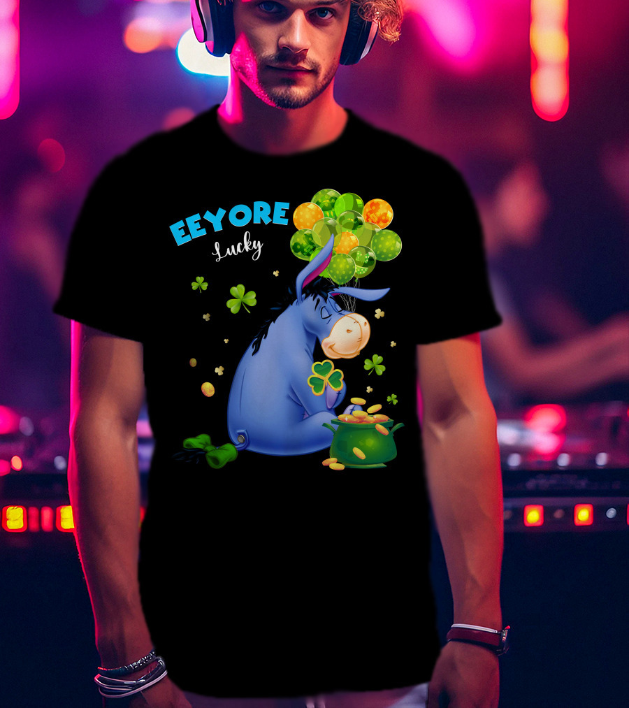 Eeyore Lucky Shamrock Coins Balloon Cluster T-Shirt