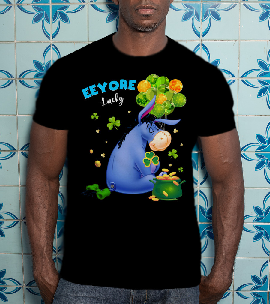Eeyore Lucky Shamrock Coins Balloon Cluster T-Shirt