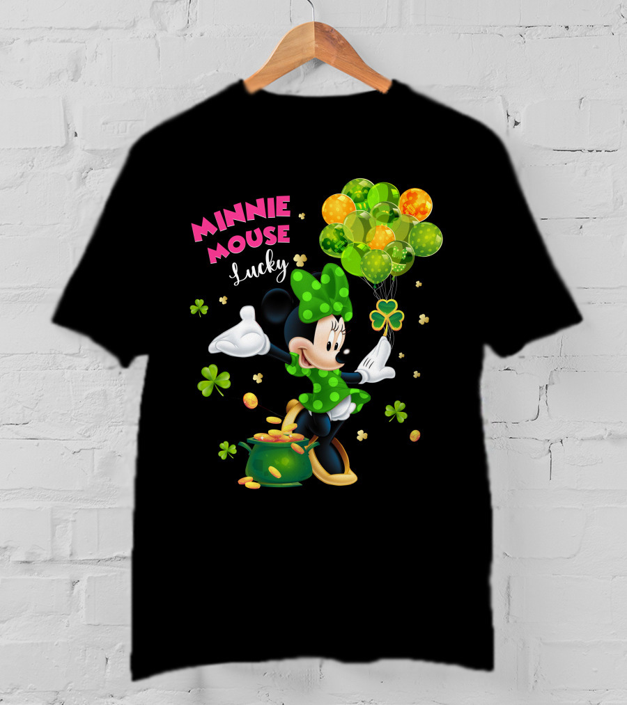 Minnie Mouse Lucky Balloons Shamrocks Coins T-Shirt