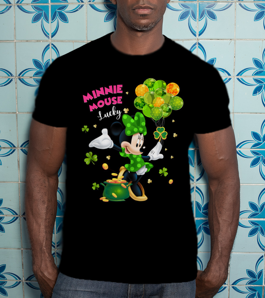 Minnie Mouse Lucky Balloons Shamrocks Coins T-Shirt