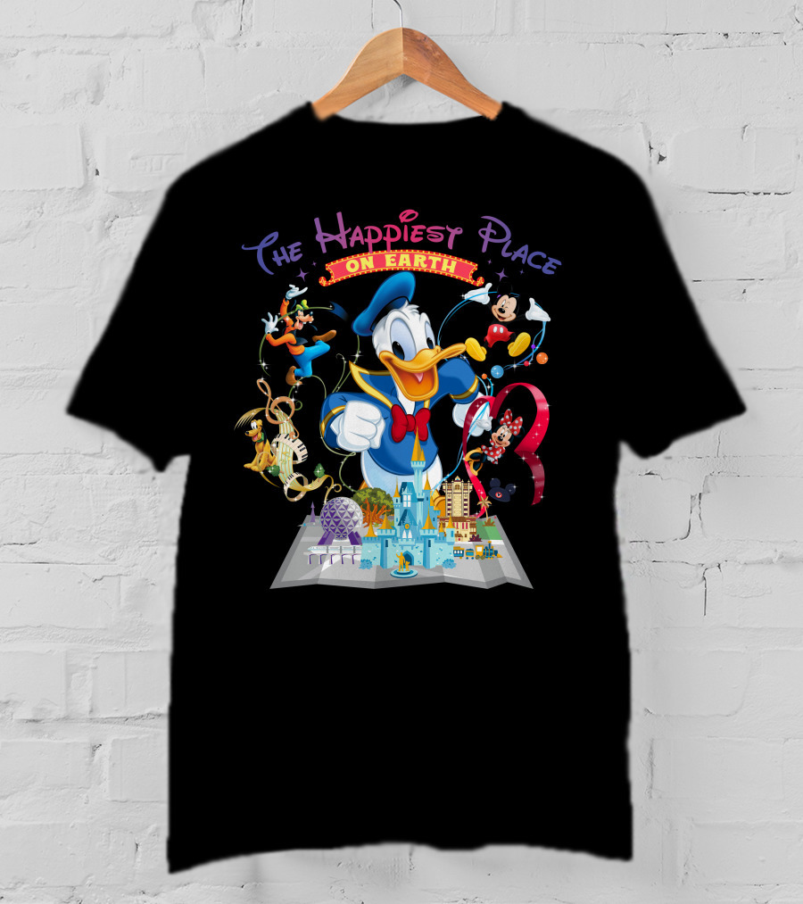 The Happiest Place On Earth Donald Duck And Disney Characters T-Shirt