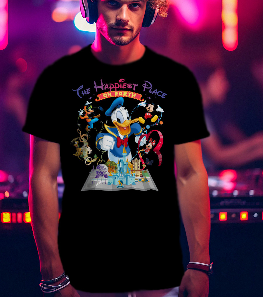 The Happiest Place On Earth Donald Duck And Disney Characters T-Shirt