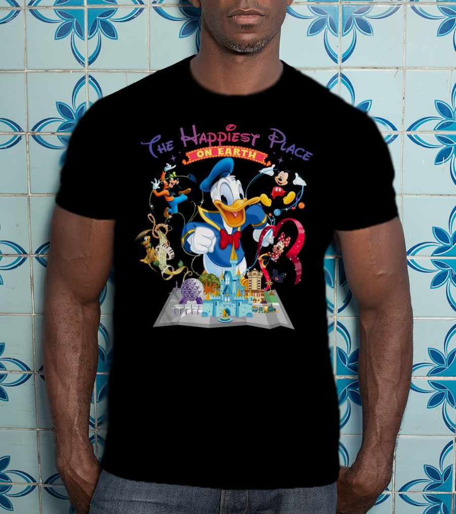 The Happiest Place On Earth Donald Duck And Disney Characters T-Shirt